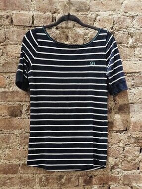 Gilly Hicks striped short-sleeve boatneck top with open back